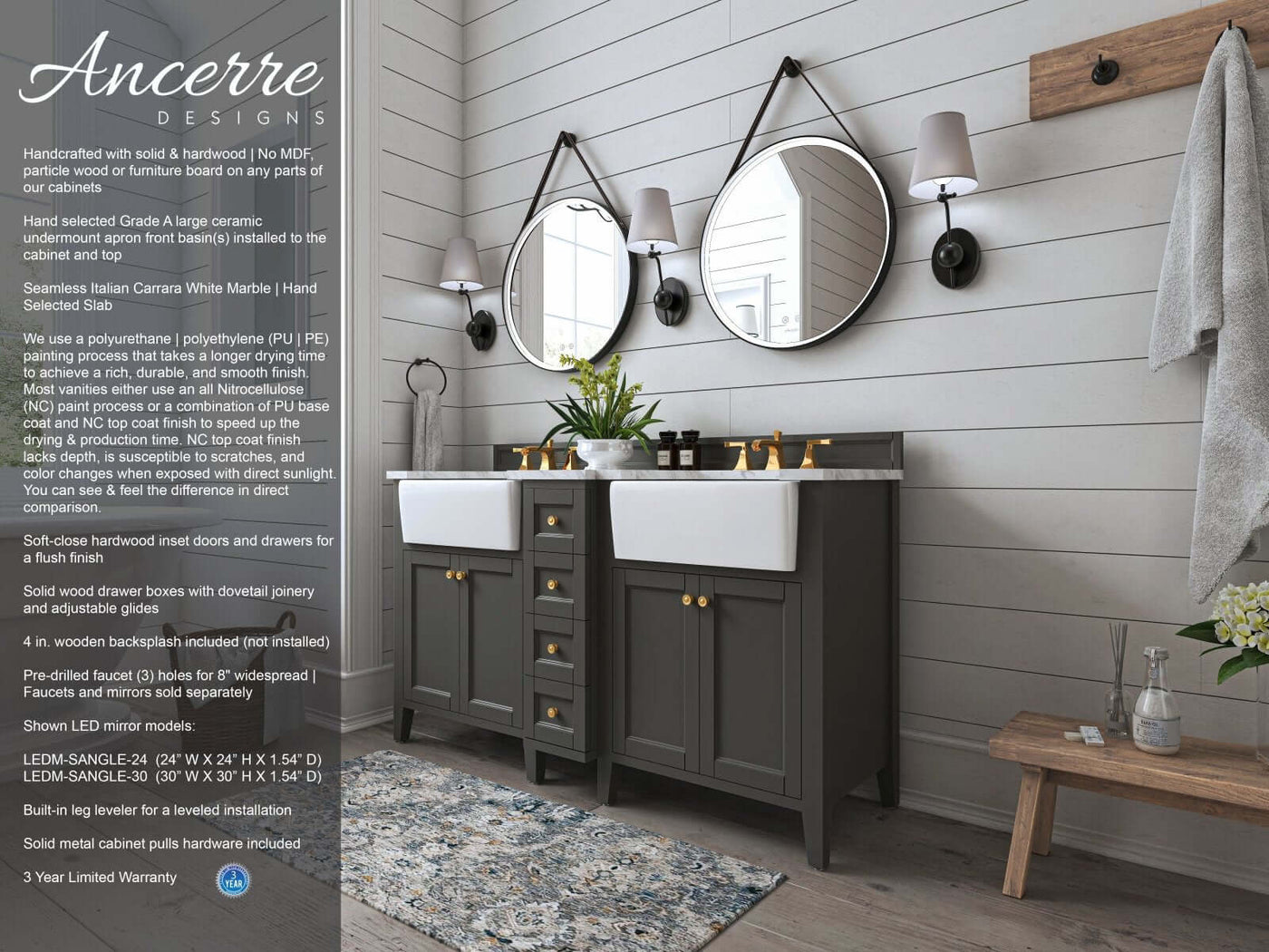 Adeline 60" Bath Vanity Set by Ancerre Designs