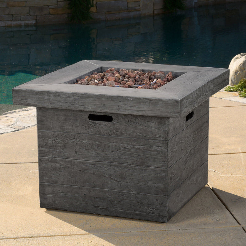 Anchorage Wood Square Fire Pit 40,000 BTU - Gray, photo 4 of 4