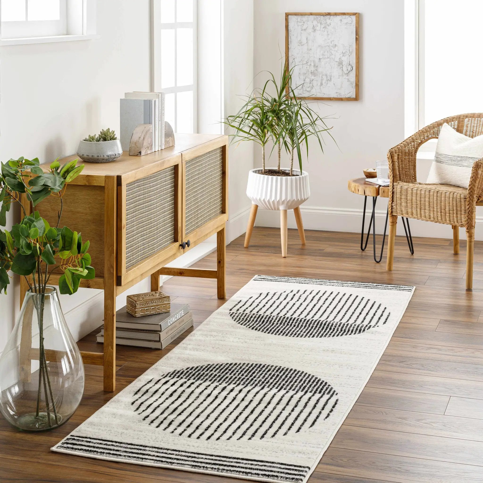 Angus Black&White Geometric Area Rug by Boutique Rugs