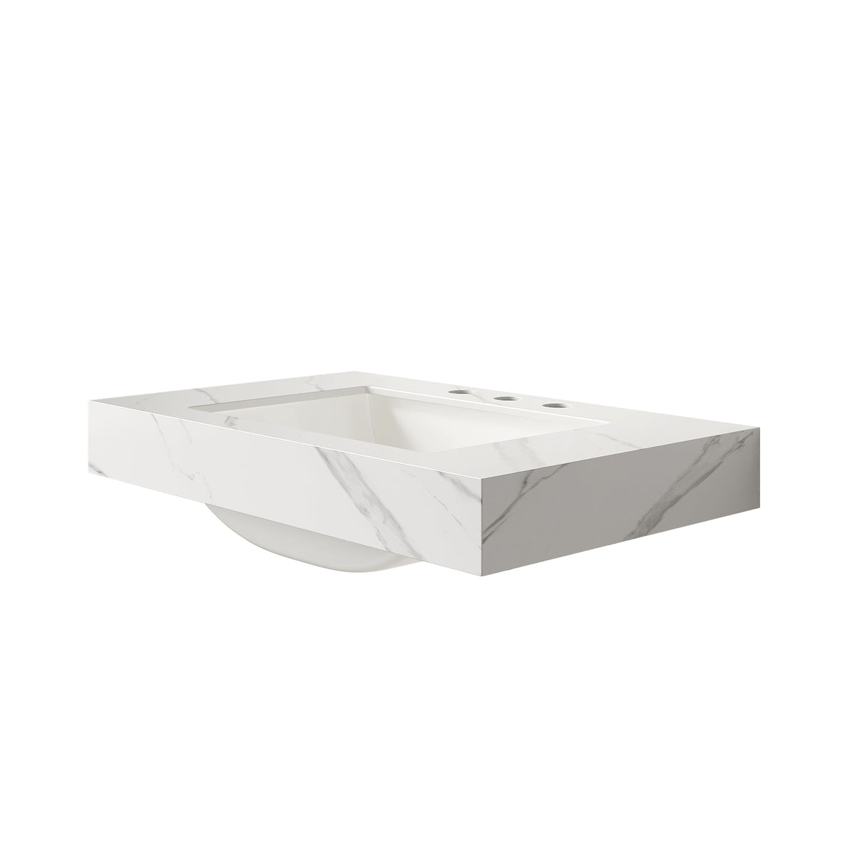30" Carrara White Sintered Stone Vanity Top with Undermount Ceramic Basin, photo 2 of 5