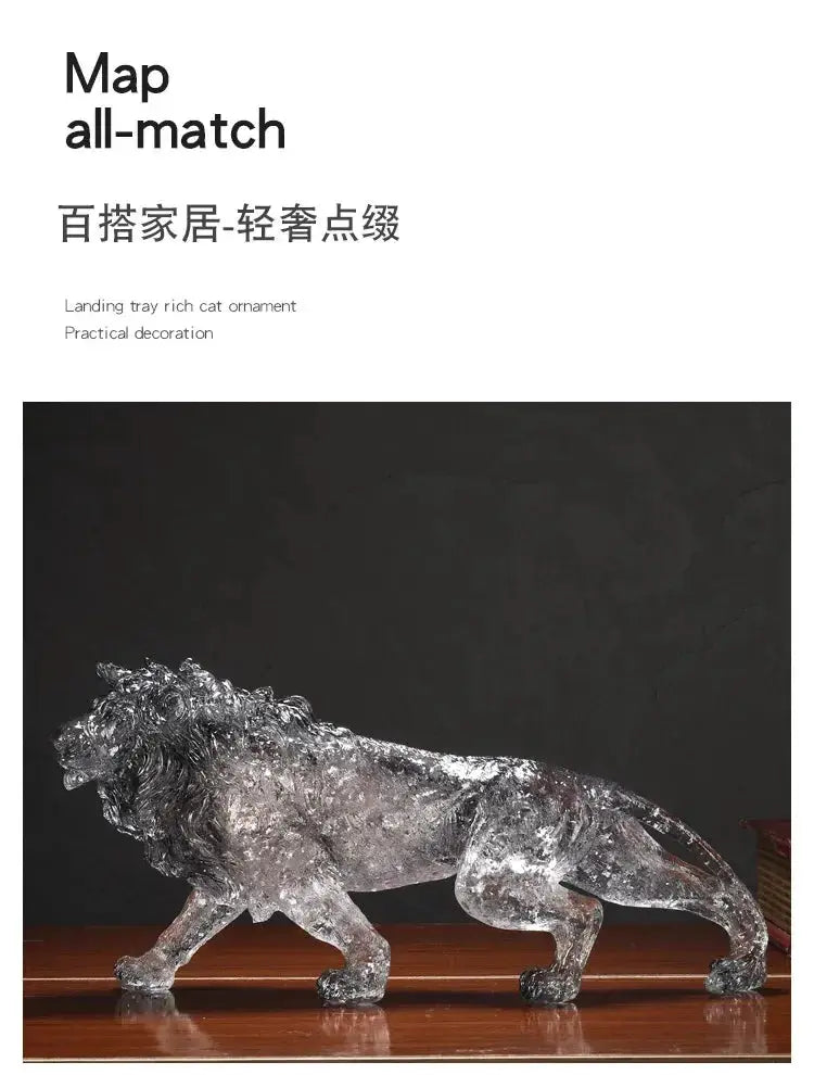Golden Leopard Animal Sculpture with Gold Foil Resin for Home Decor by House Of Avana