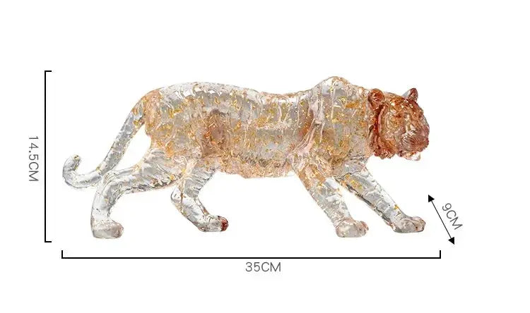 Golden Leopard Animal Sculpture with Gold Foil Resin for Home Decor by House Of Avana