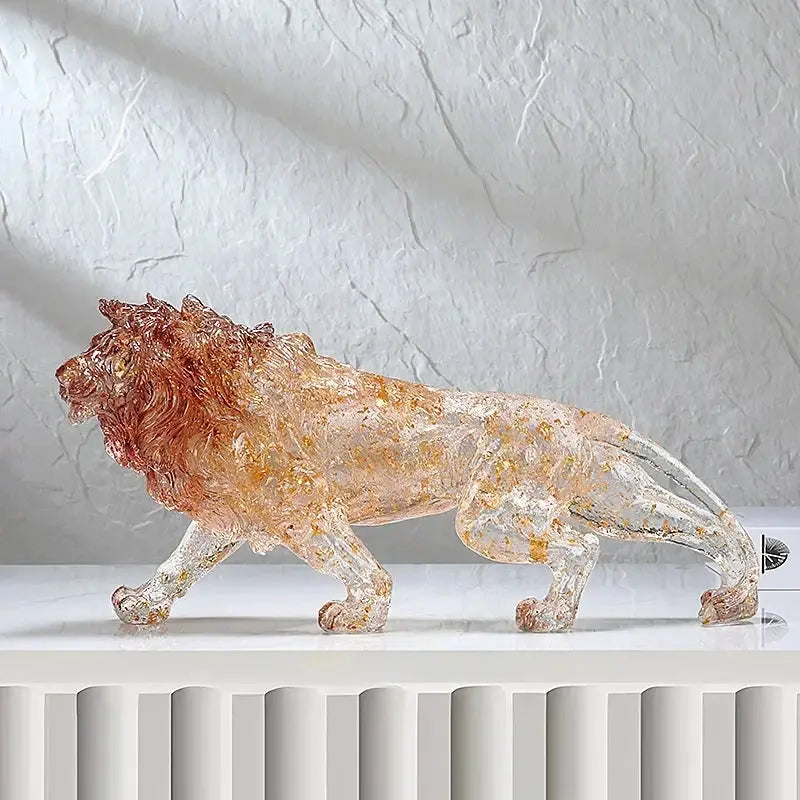 Golden Leopard Animal Sculpture with Gold Foil Resin for Home Decor by House Of Avana