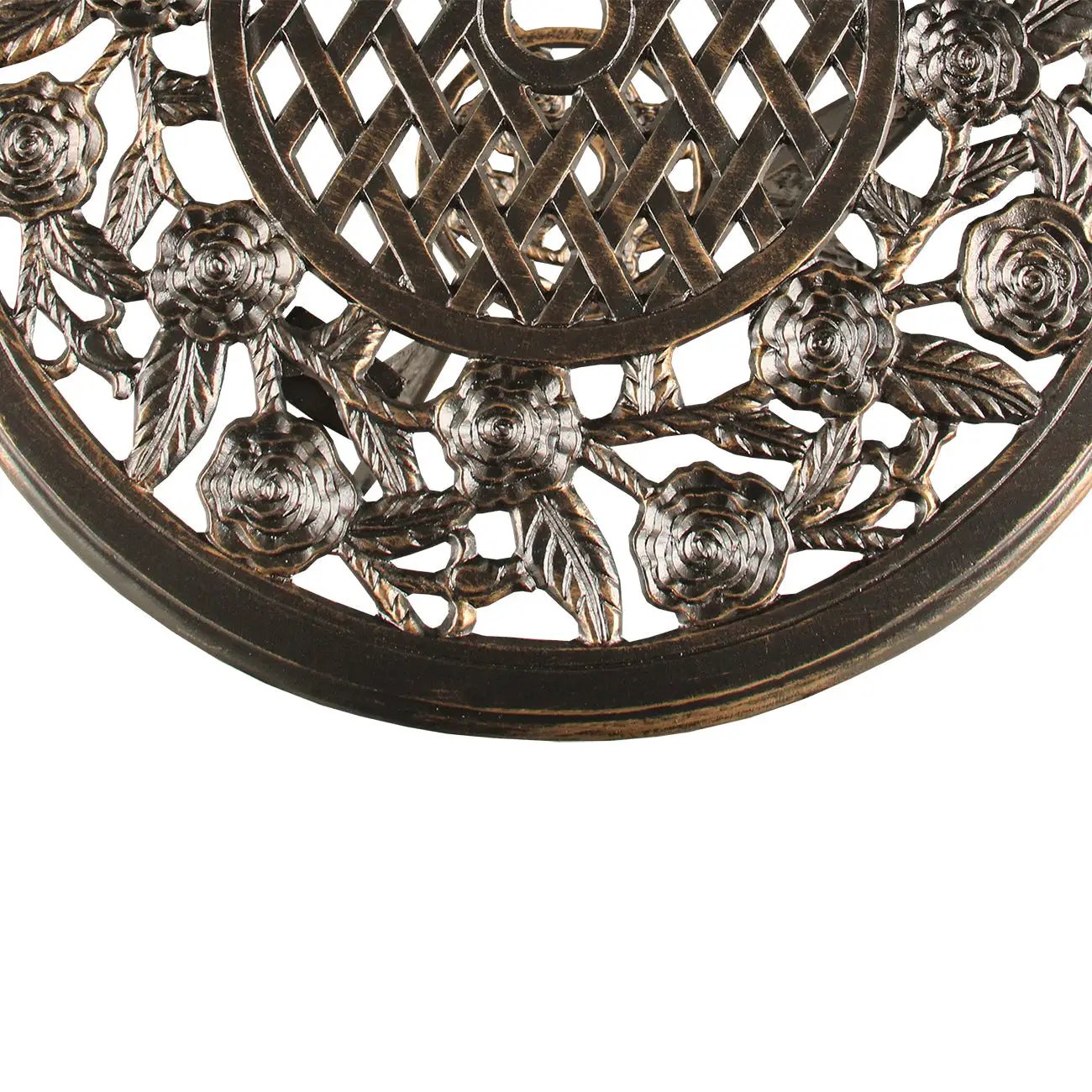 Bronze Rose Ornate Outdoor Patio Garden Aluminum 3 Piece Bistro Set by Sharicks