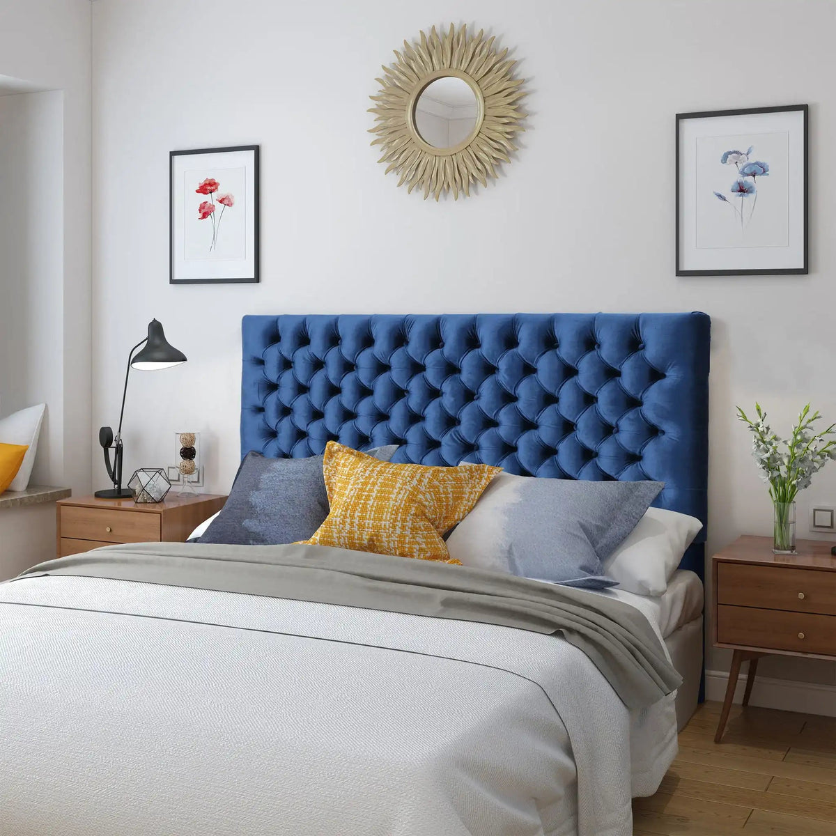 Annecy Contemporary Upholstered Headboard with Diamond Tufting and Adjustable Height - Queen, photo 16 of 20