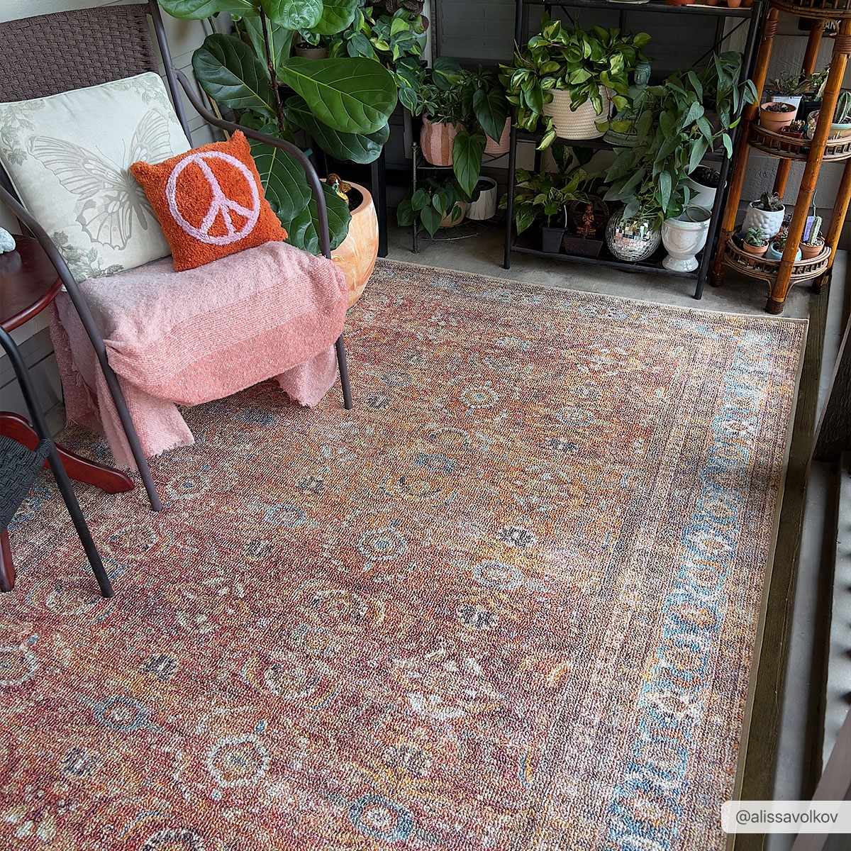 Anshu Peach Washable Area Rug - Clearance by Boutique Rugs