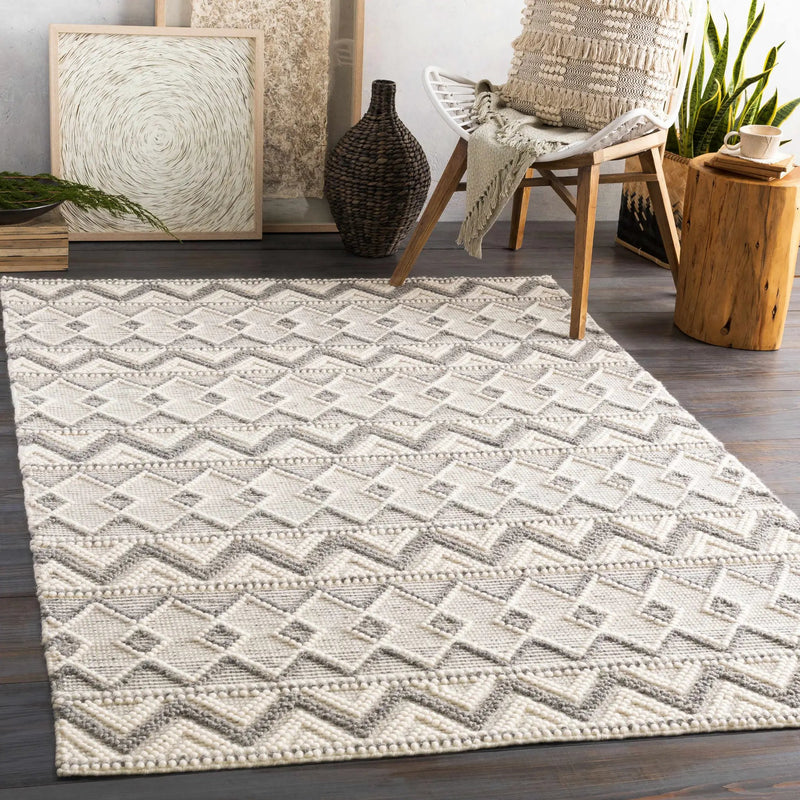 Whittington Gray&Cream Wool Rug - Clearance by Boutique Rugs