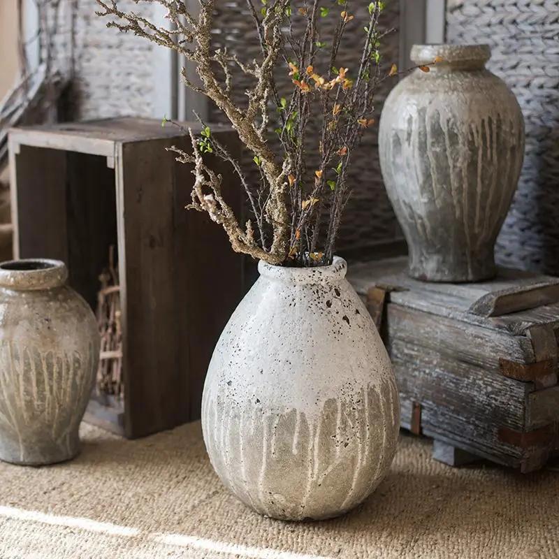 Antique Coarse Pottery Large Flower Pot by RusticReach