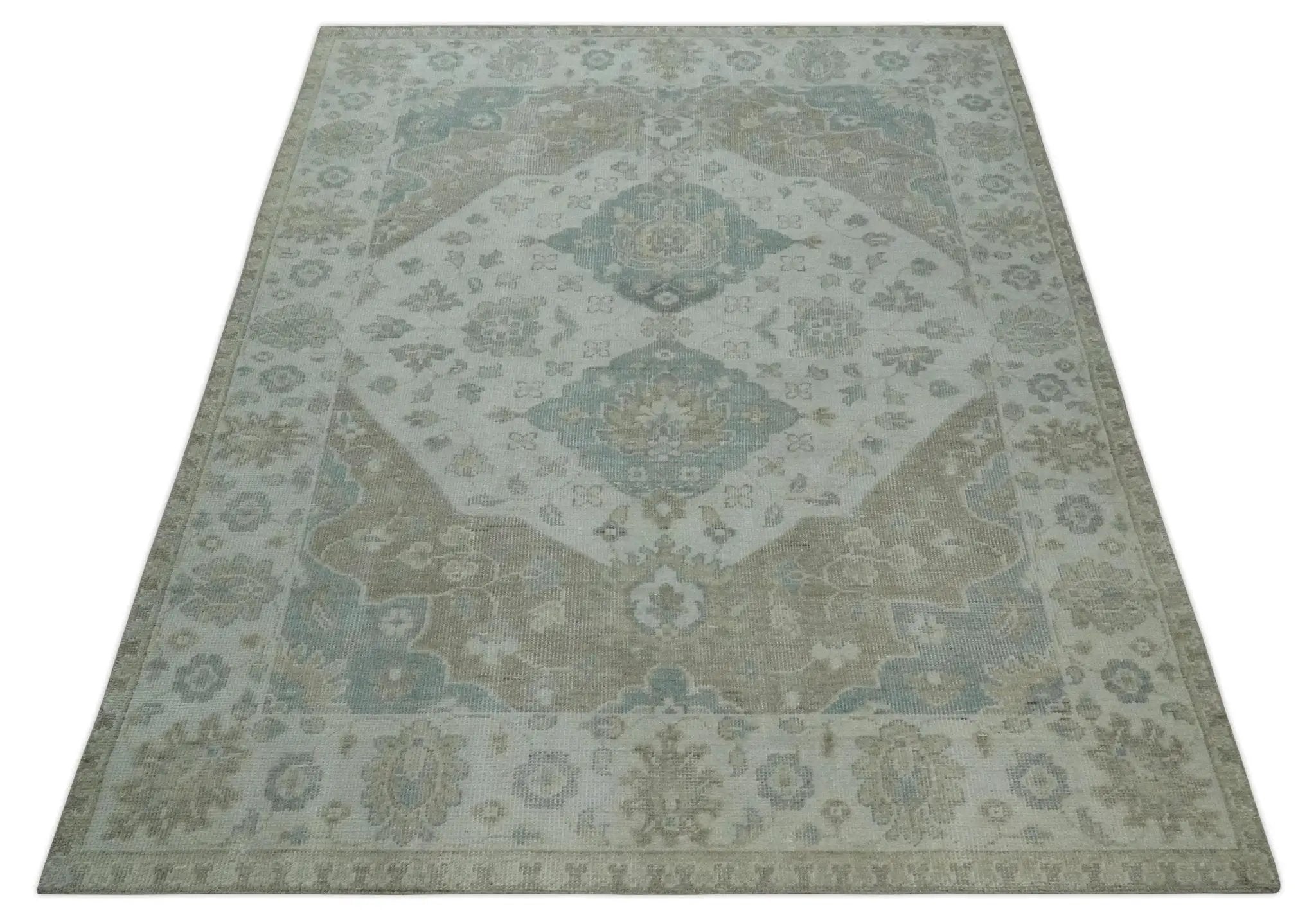 Antique Design Medallion Earthy Ivory and Camel 8x10 wool Area Rug by The Rug Decor