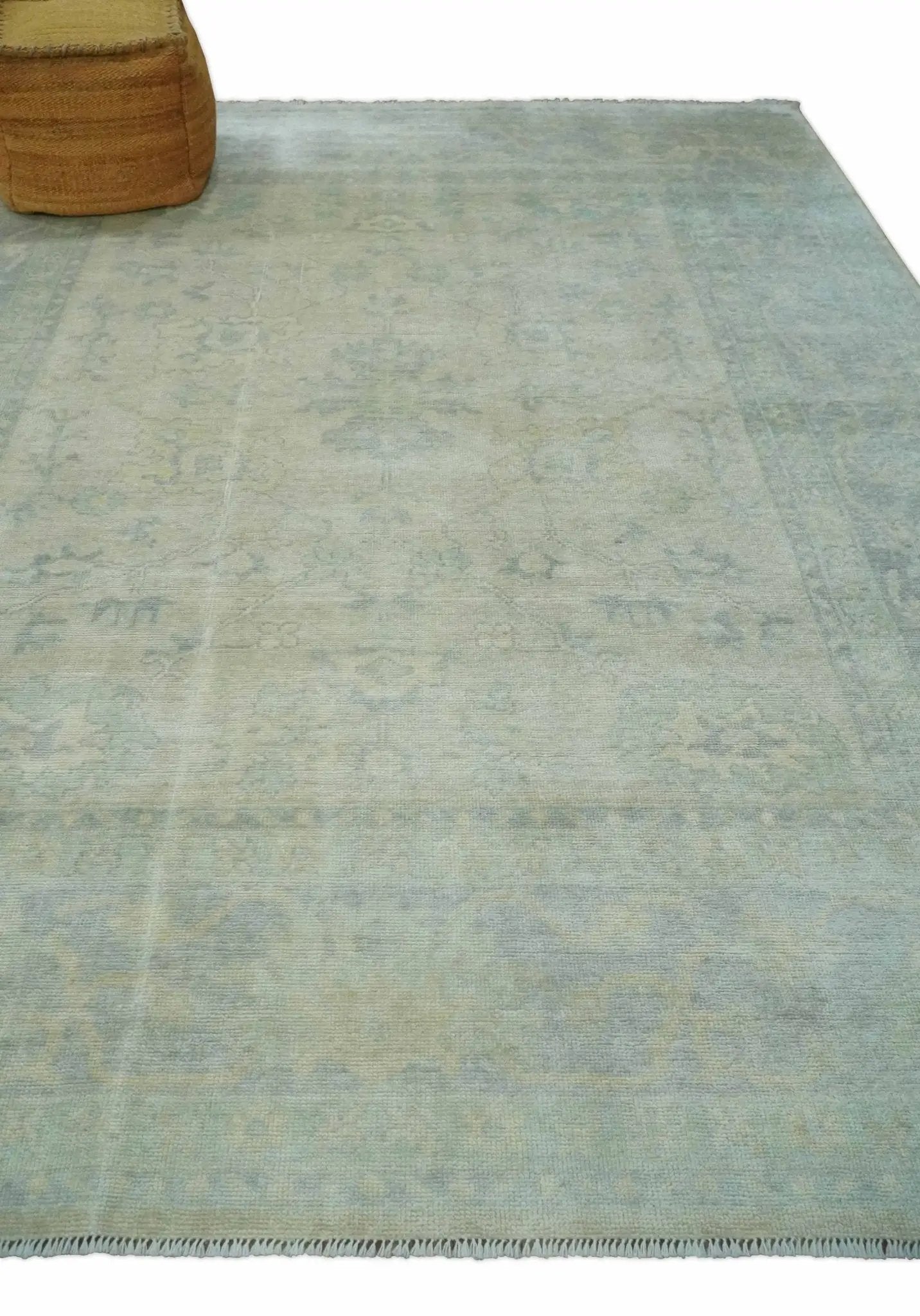 Antique Finish Silver, Gray and Charcoal Hand Knotted Oriental Oushak 8x10 wool Area Rug by The Rug Decor