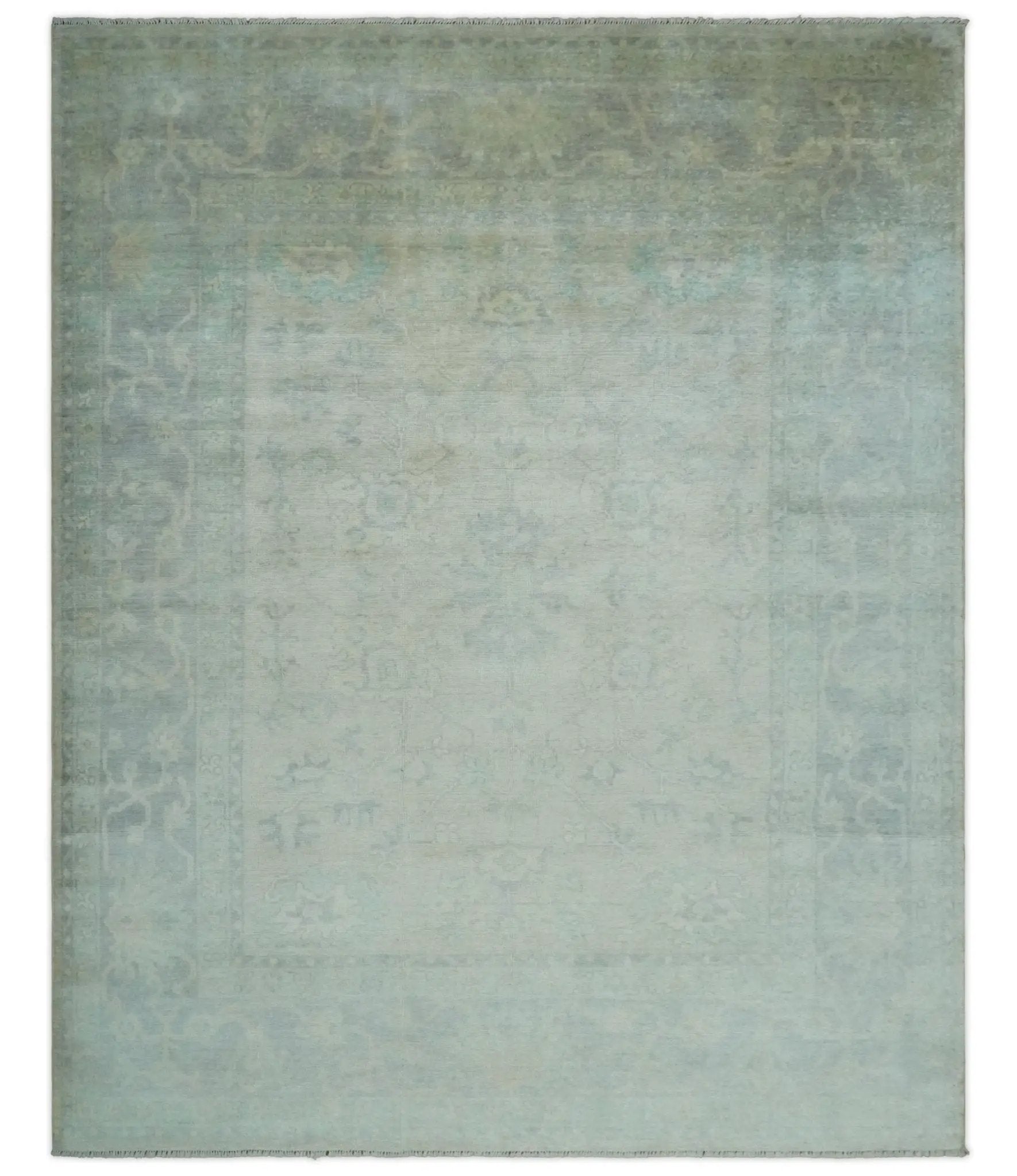 Antique Finish Silver, Gray and Charcoal Hand Knotted Oriental Oushak 8x10 wool Area Rug by The Rug Decor