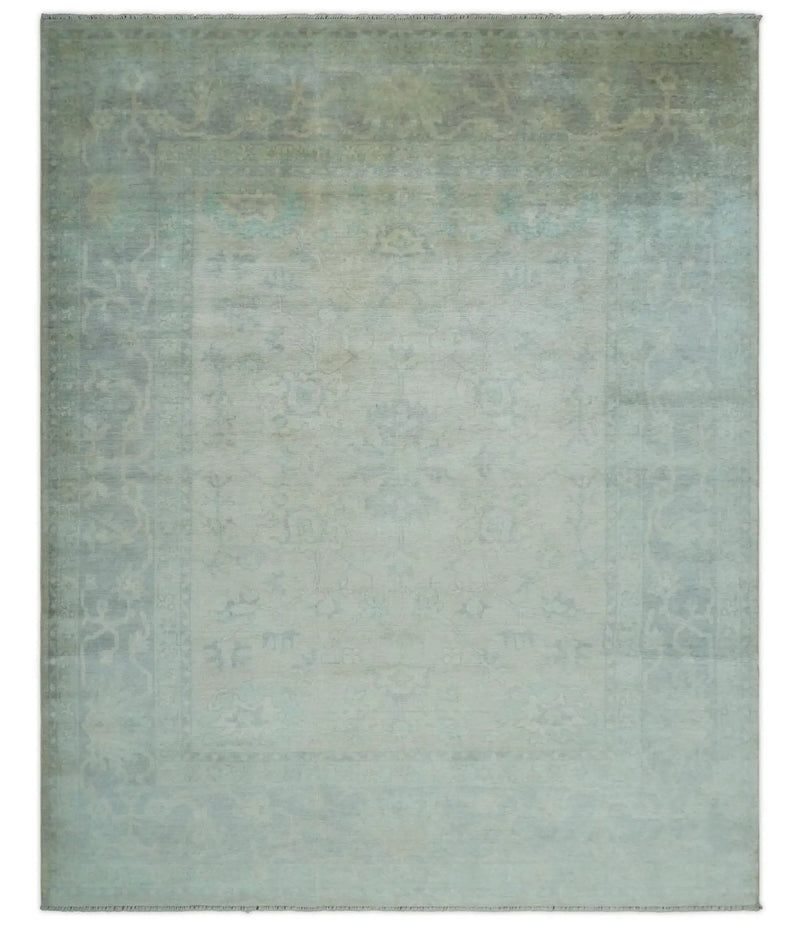 Antique Finish Silver, Gray and Charcoal Hand Knotted Oriental Oushak 8x10 wool Area Rug by The Rug Decor