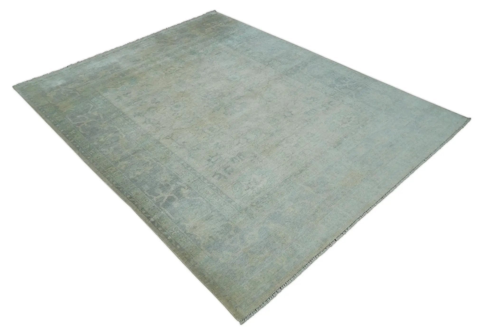 Antique Finish Silver, Gray and Charcoal Hand Knotted Oriental Oushak 8x10 wool Area Rug by The Rug Decor