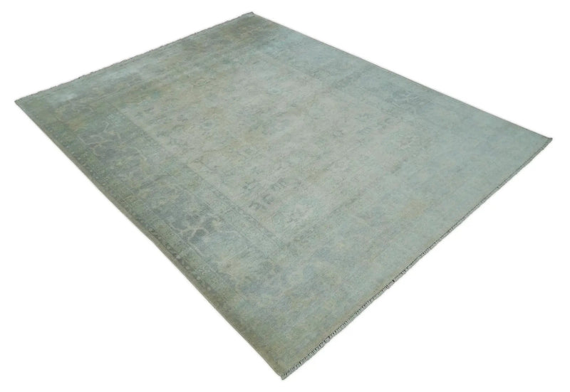 Antique Finish Silver, Gray and Charcoal Hand Knotted Oriental Oushak 8x10 wool Area Rug by The Rug Decor