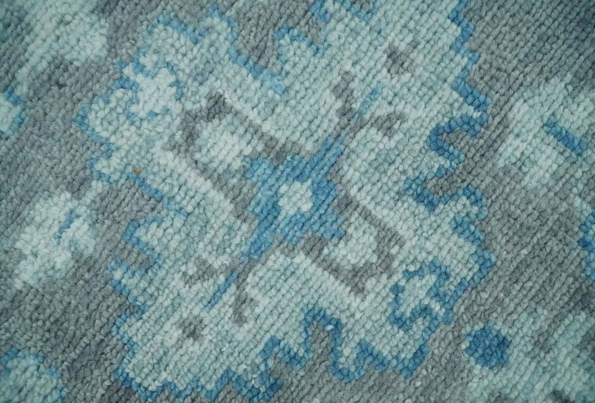 Antique Turkish Gray and Blue Hand Knotted 8x10 Wool Area Rug by The Rug Decor