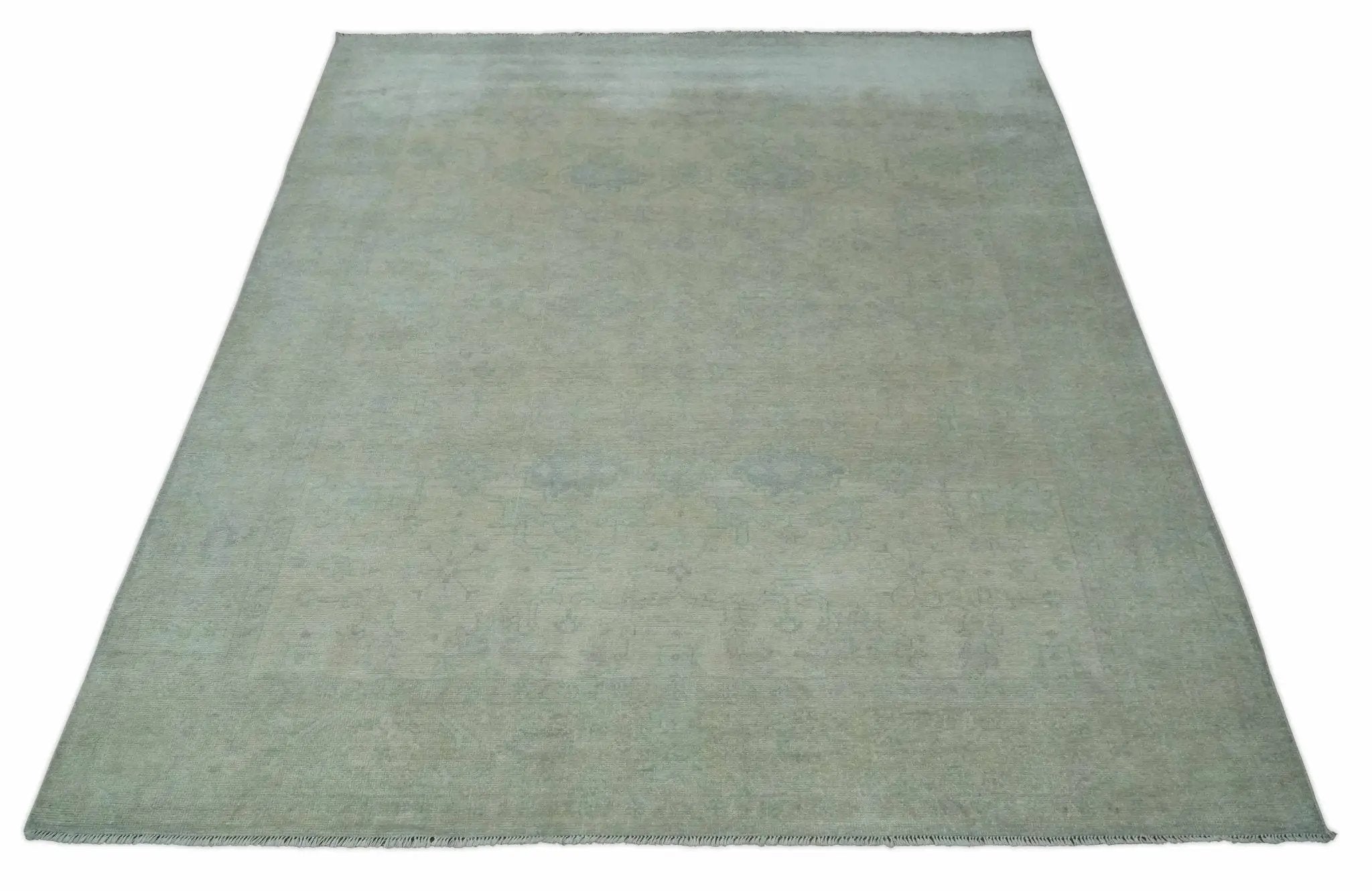 Antique look Beige and Gray Hand Knotted Oriental Oushak 8x10 wool Area Rug by The Rug Decor