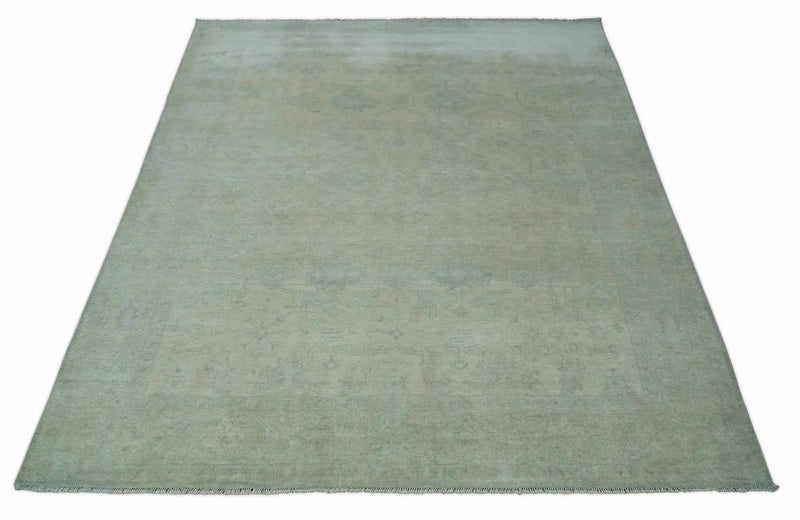 Antique look Beige and Gray Hand Knotted Oriental Oushak 8x10 wool Area Rug by The Rug Decor