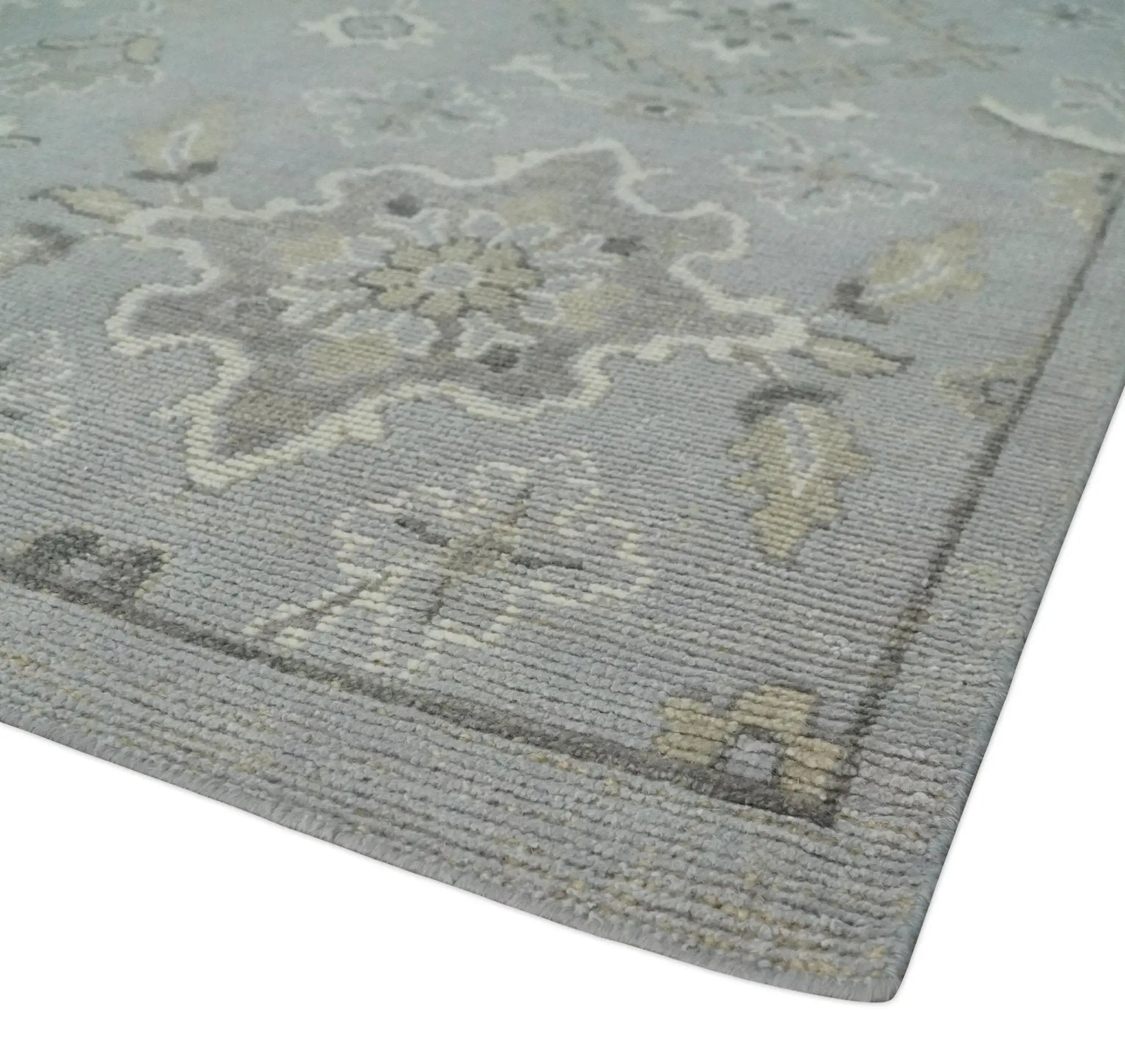 Antique Style Silver And Beige Modern Oushak wool Area Rug by The Rug Decor