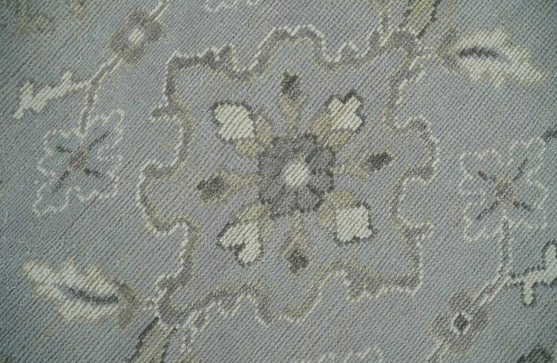 Antique Style Silver And Beige Modern Oushak wool Area Rug by The Rug Decor