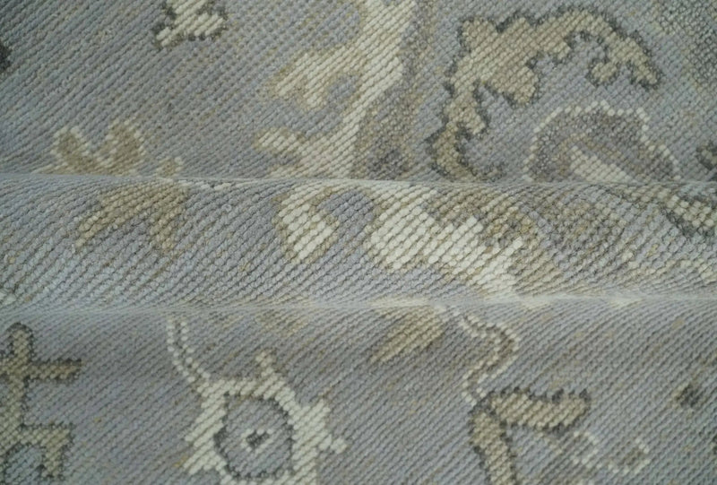 Antique Style Silver And Beige Modern Oushak wool Area Rug by The Rug Decor