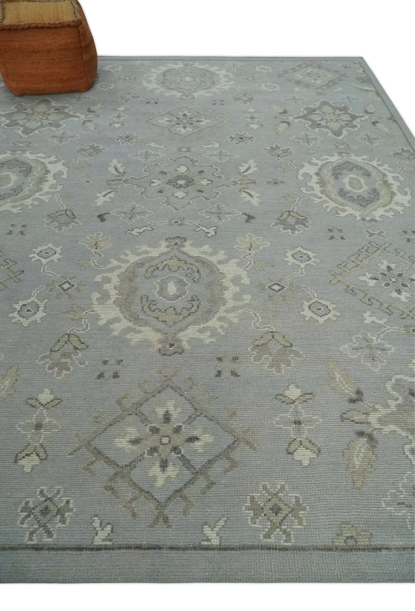 Antique Style Silver And Beige Modern Oushak wool Area Rug by The Rug Decor