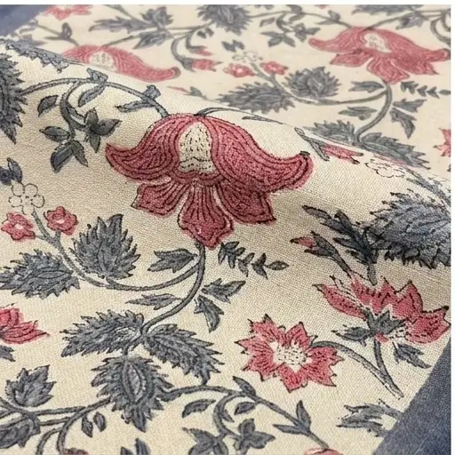 Antique Rose & Charcoal Table Linen Set – 13 Piece | Hand Block Printed Cotton | Runner, Placemats & Napkins by House Of Avana