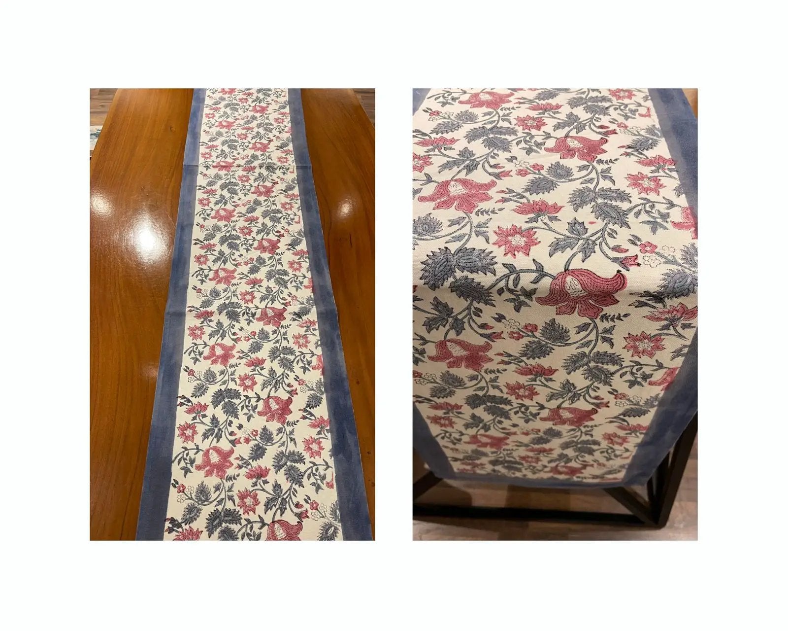Antique Rose & Charcoal Table Linen Set – 13 Piece | Hand Block Printed Cotton | Runner, Placemats & Napkins by House Of Avana
