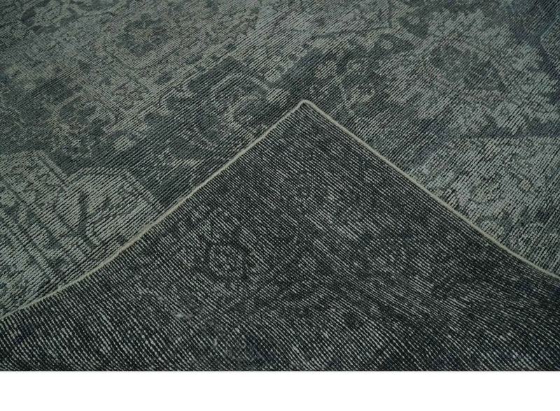 Antique Style Charcoal and Silver Traditional Heriz Medallion 8x10 wool Area Rug by The Rug Decor