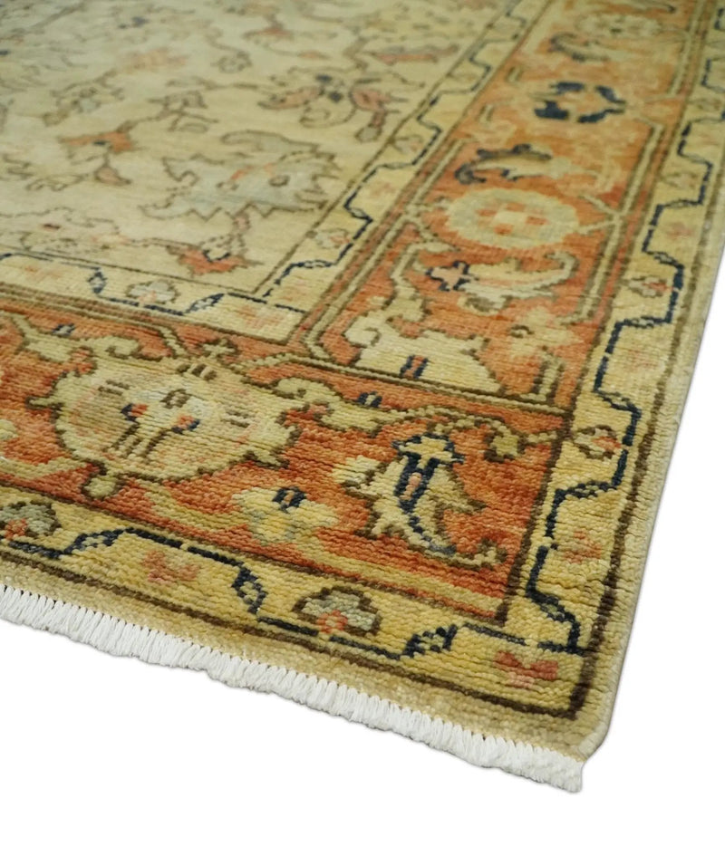 Antique Style Empress Tabriz 6x8 Hand Knotted Beige and Rust Modern Traditional Wool Rug | N35368 by The Rug Decor