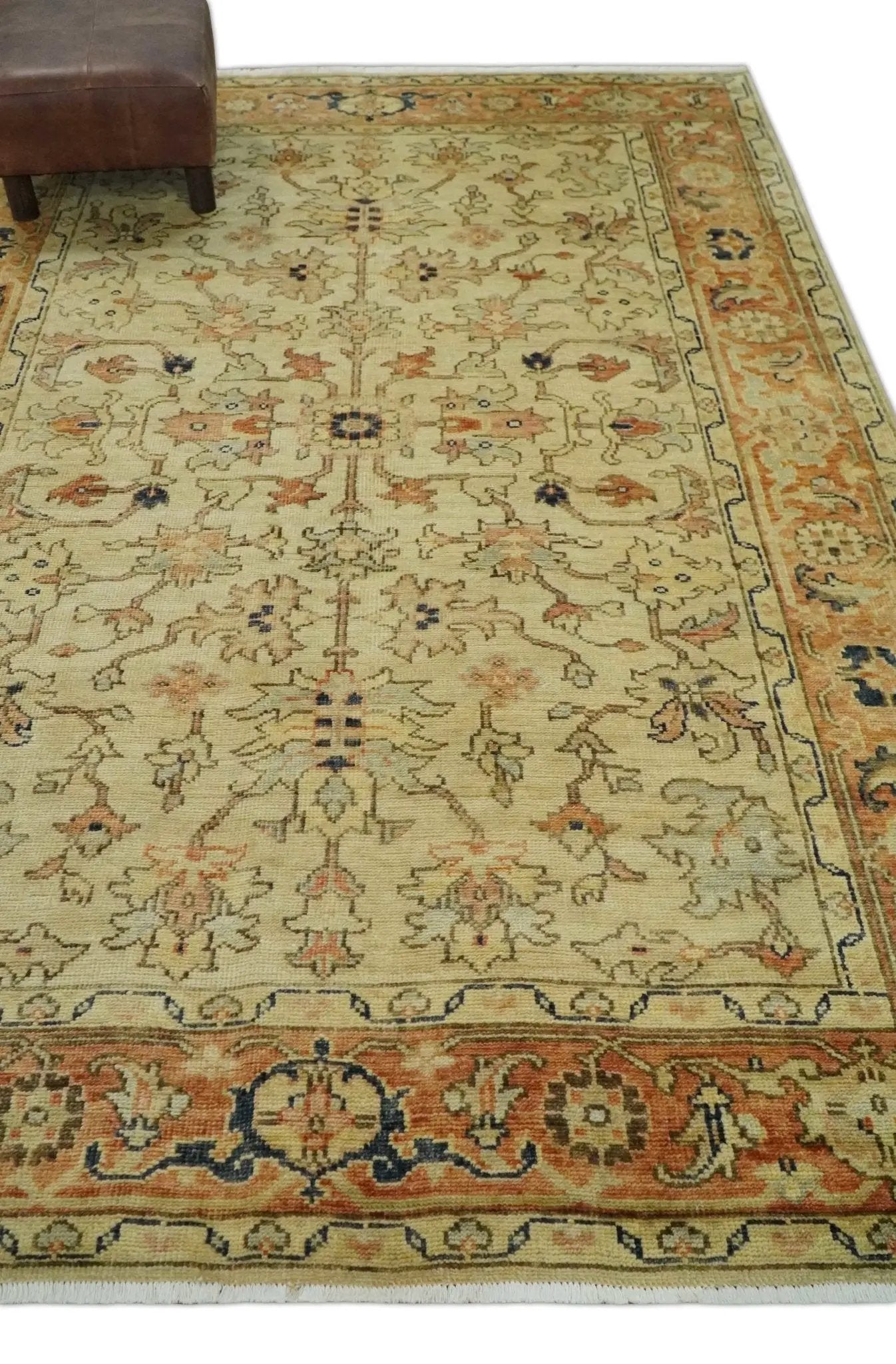 Antique Style Empress Tabriz 6x8 Hand Knotted Beige and Rust Modern Traditional Wool Rug | N35368 by The Rug Decor