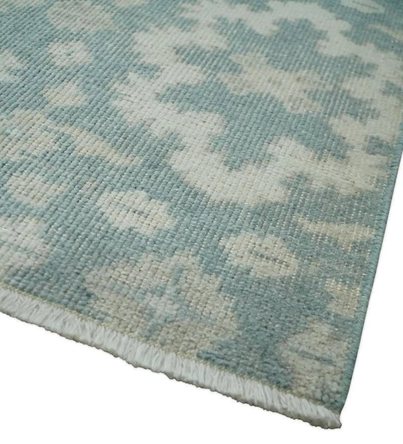 Antique Style Ivory and Gray Hand Knotted Traditional Oushak 2x4 wool Bedside Rug by The Rug Decor