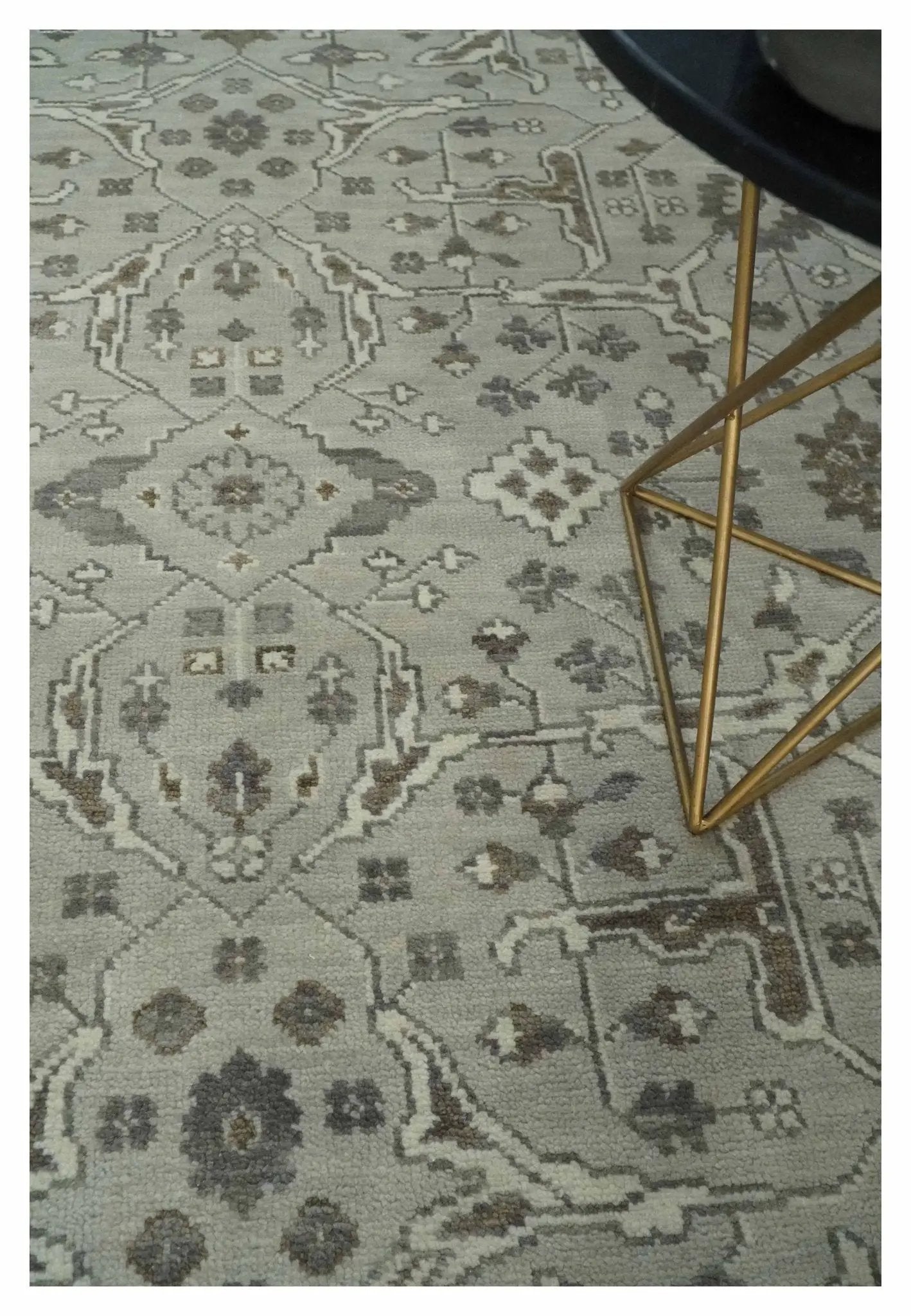 Antique Style Traditional Silver and Olive Oriental Oushak 8x10 wool Area Rug by The Rug Decor