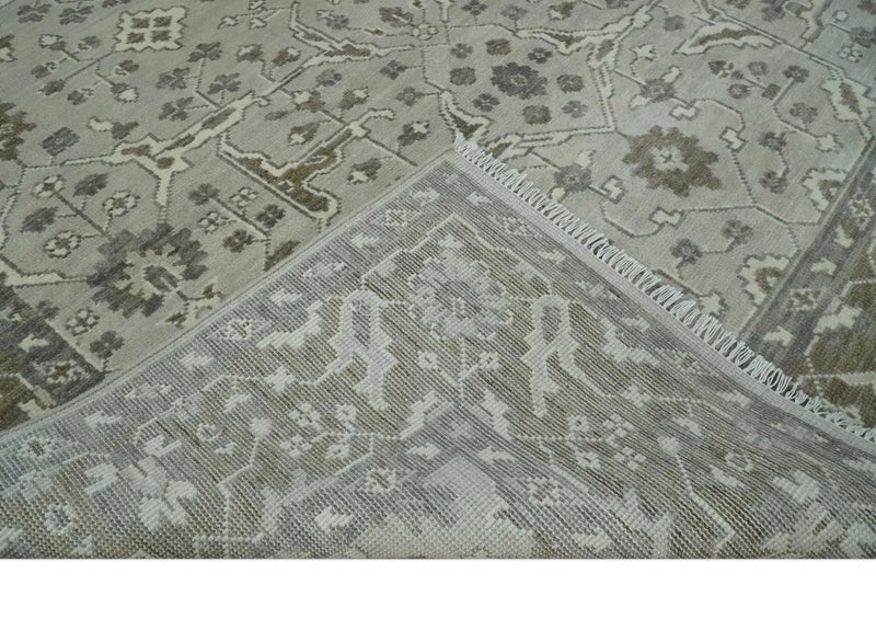 Antique Style Traditional Silver and Olive Oriental Oushak 8x10 wool Area Rug by The Rug Decor