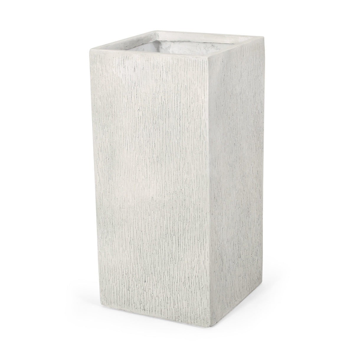 Antique White MGO Planter with Durable Construction - 13.25" W x 13.25" D x 28" H