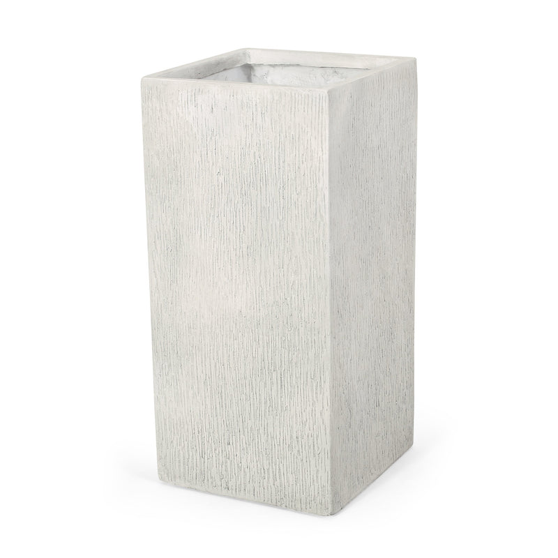 Antique White MGO Planter with Durable Construction - 13.25" W x 13.25" D x 28" H