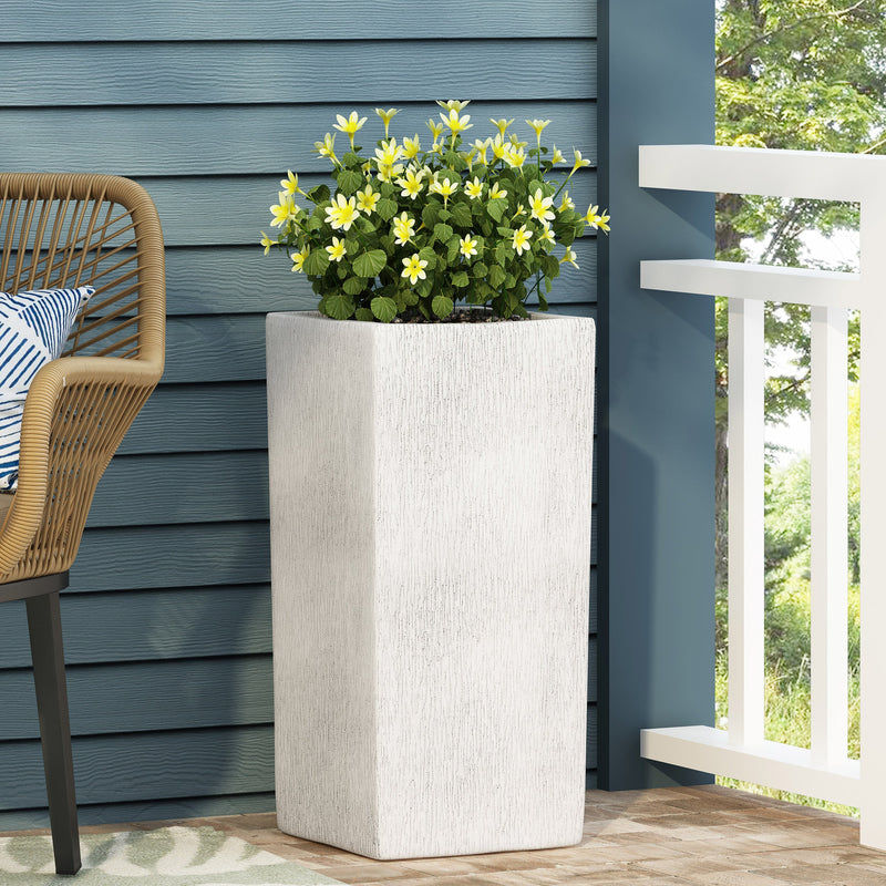 Antique White MGO Planter with Durable Construction - 13.25" W x 13.25" D x 28" H, photo 4 of 10