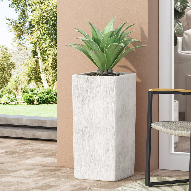 Antique White MGO Planter with Durable Construction - 13.25" W x 13.25" D x 28" H, photo 5 of 10