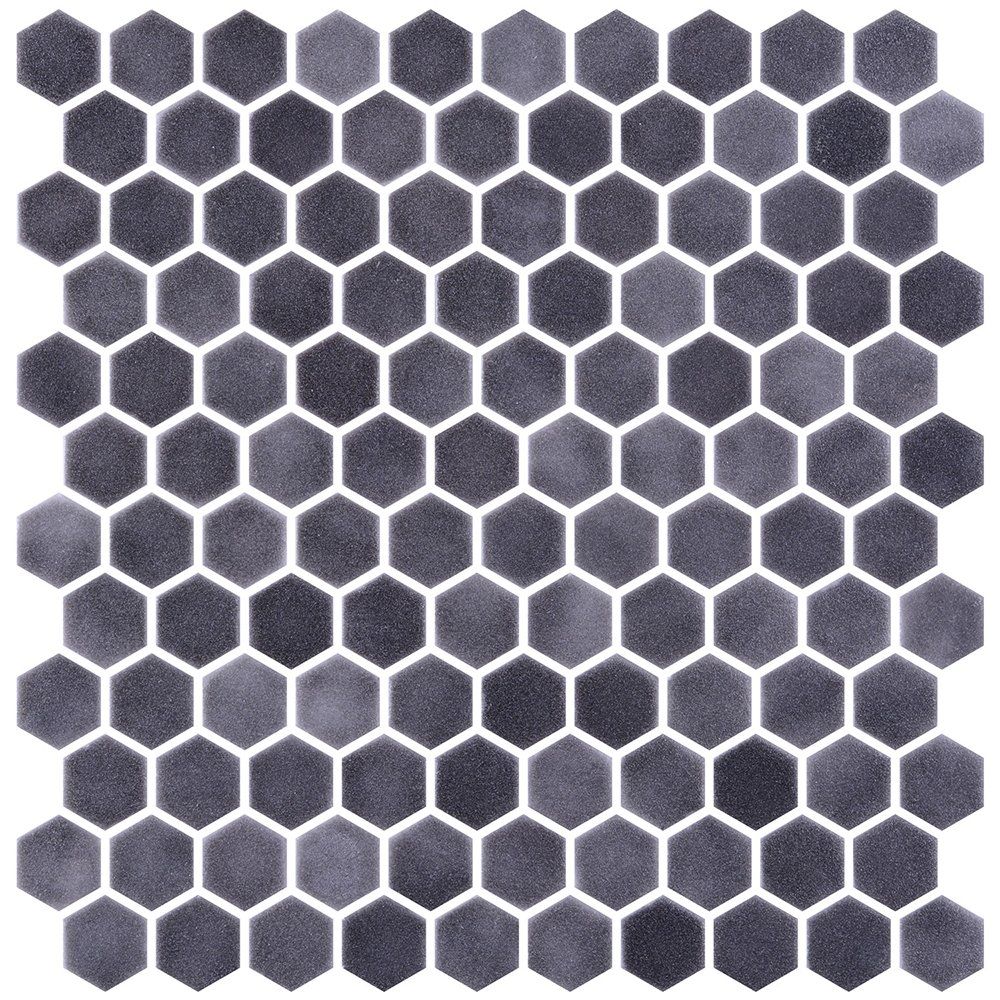 Antracite Honed Hexagon Glass Mosaics 11 3/4x11 1/2 Glass Honed 12x12 Mosaics