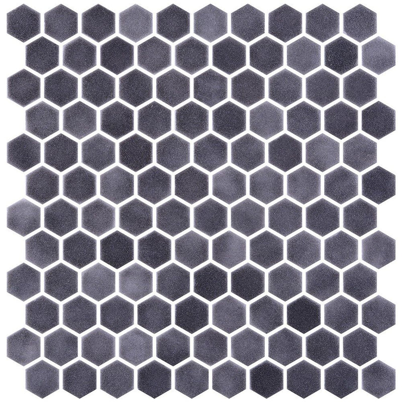 Antracite Honed Hexagon Glass Mosaics 11 3/4x11 1/2 Glass Honed 12x12 Mosaics