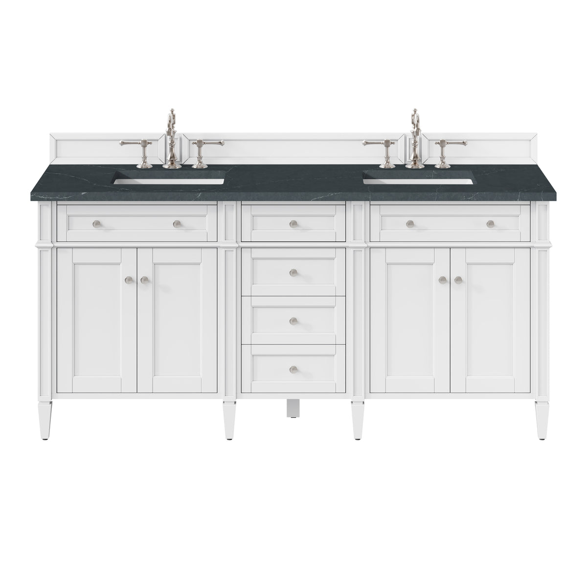 James Martin Brittany 72" Double Bathroom Vanity, Bright White with Charcoal Soapstone countertop