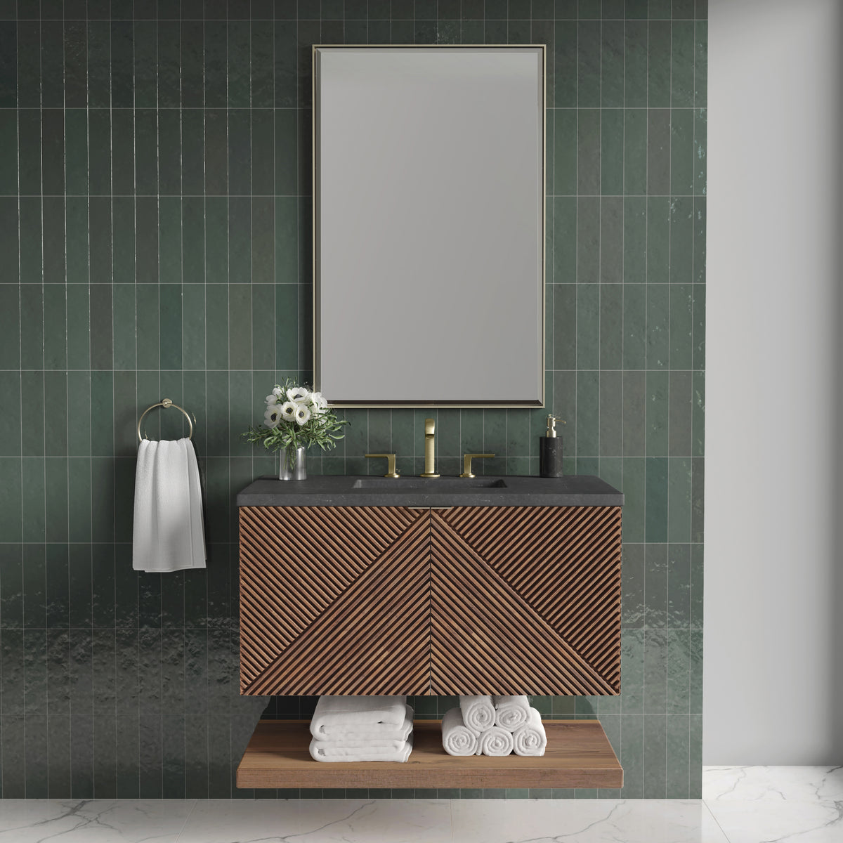 James Martin Marcello 36" Floating Single Bathroom Vanity, Chestnut, view 31