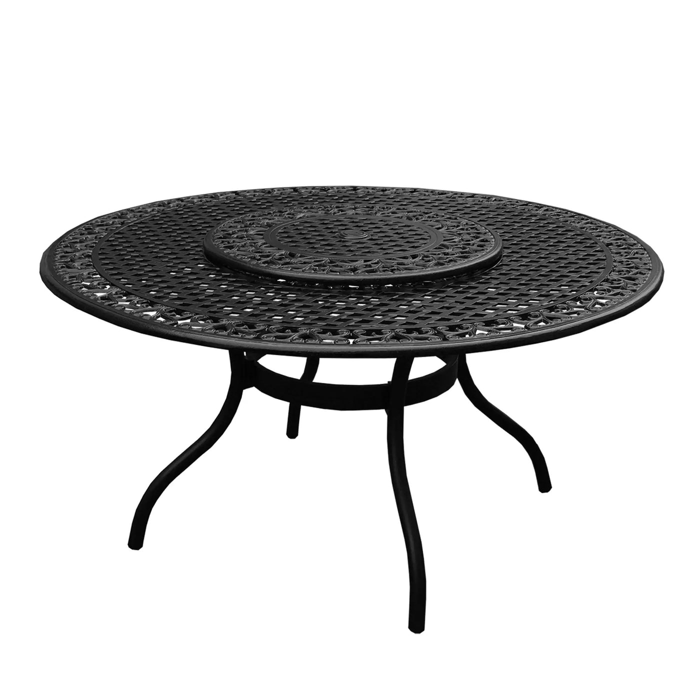 Outdoor Aluminum 7pc Round Patio Dining Set, Lazy Susan, Six Chairs by Sharicks