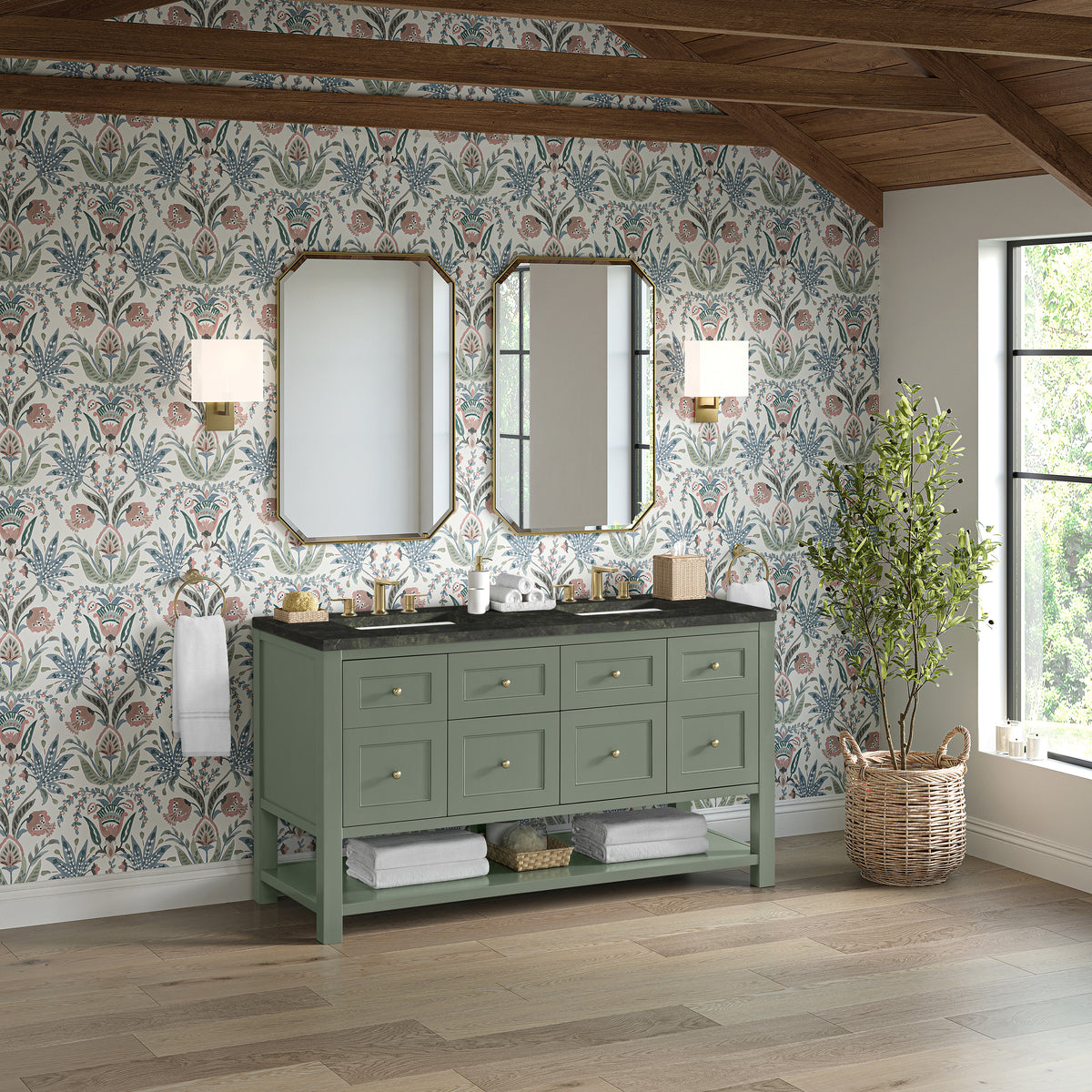 James Martin Breckenridge 60" Double Bathroom Vanity, Smokey Celadon, view 39