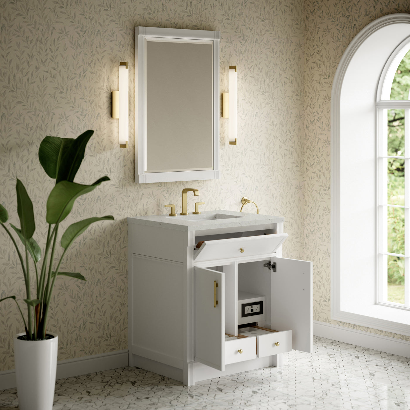 James Martin Bellshire 30" Single Bathroom Vanity, Bright White by James Martin
