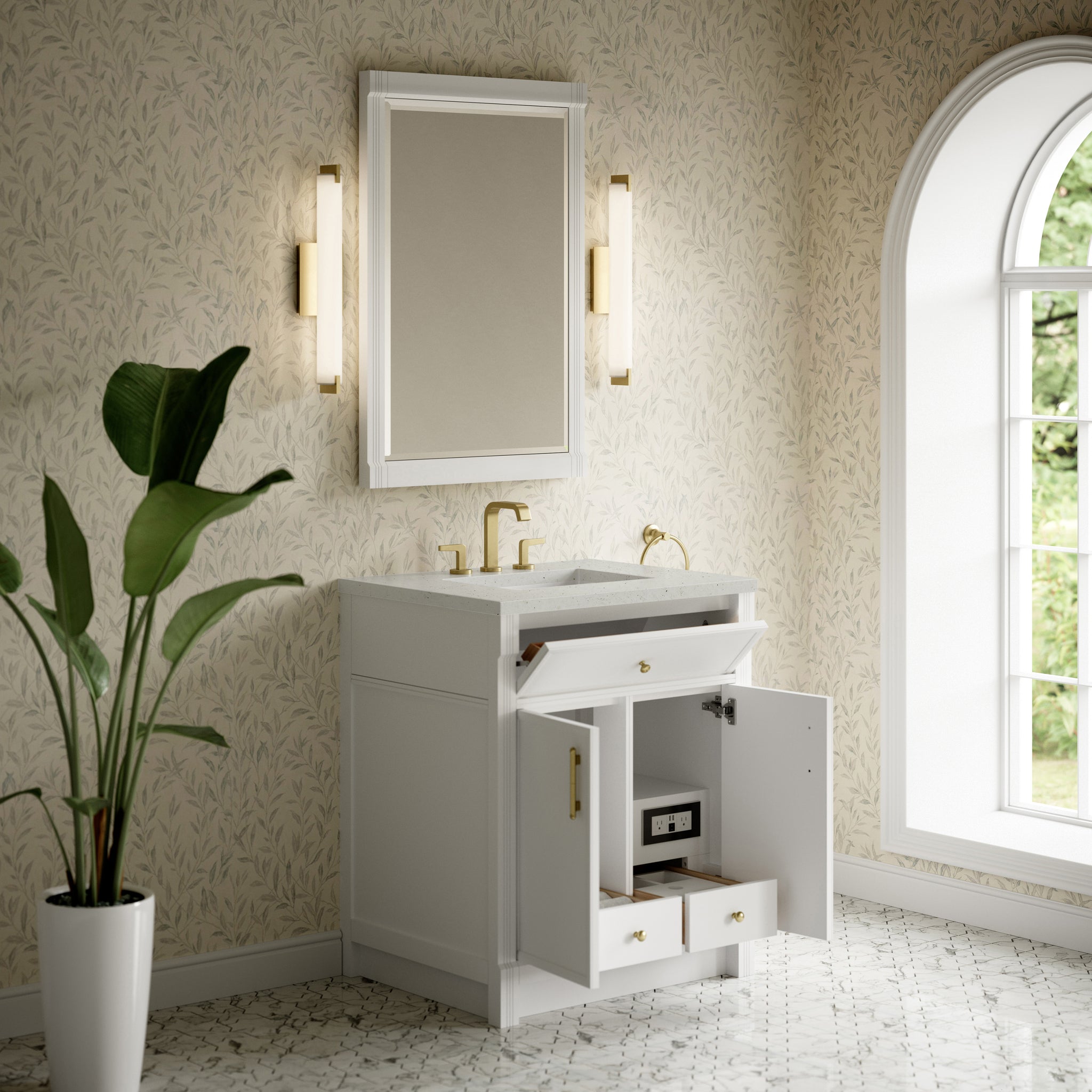James Martin Bellshire 30" Single Bathroom Vanity, Bright White by James Martin