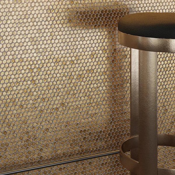 Majeste Gold 12x12 Glossy Penny Round Glass Mosaic Tile (10 pack, 10.34 sq ft/case)