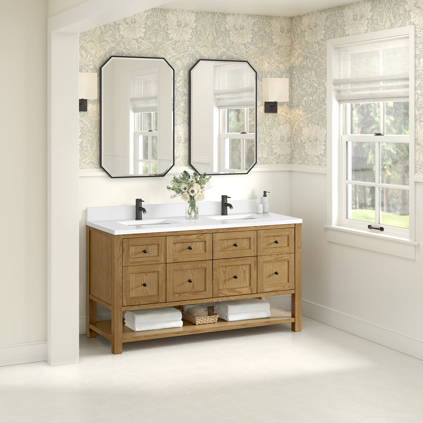 James Martin Breckenridge 60" Double Bathroom Vanity, Light Natural Oak, view 40