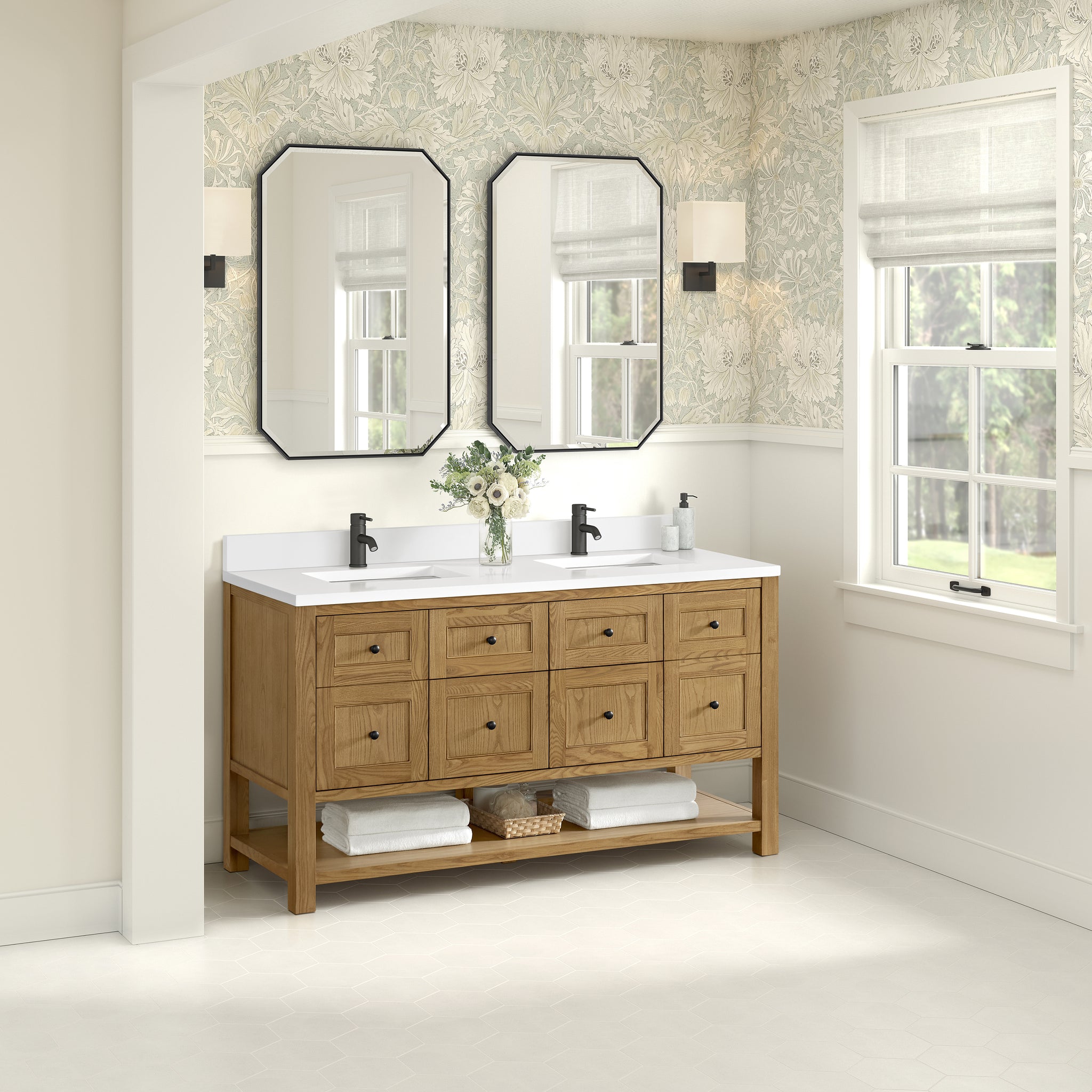 James Martin Breckenridge 60" Double Bathroom Vanity, Light Natural Oak, view 40