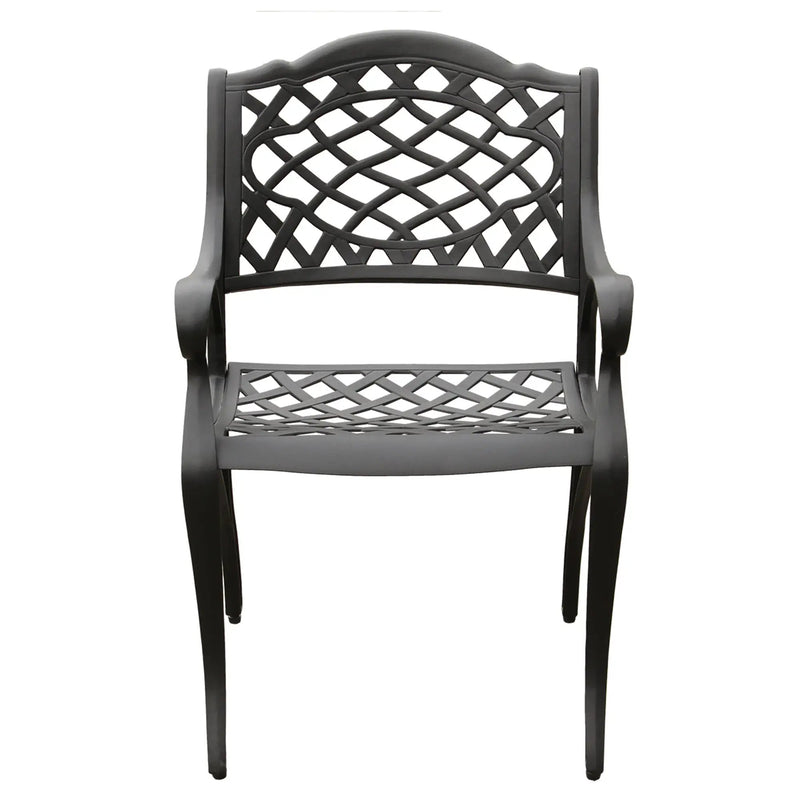 Outdoor Aluminum 7pc Black Rectangular Patio Dining Set and Six Chairs by Sharicks