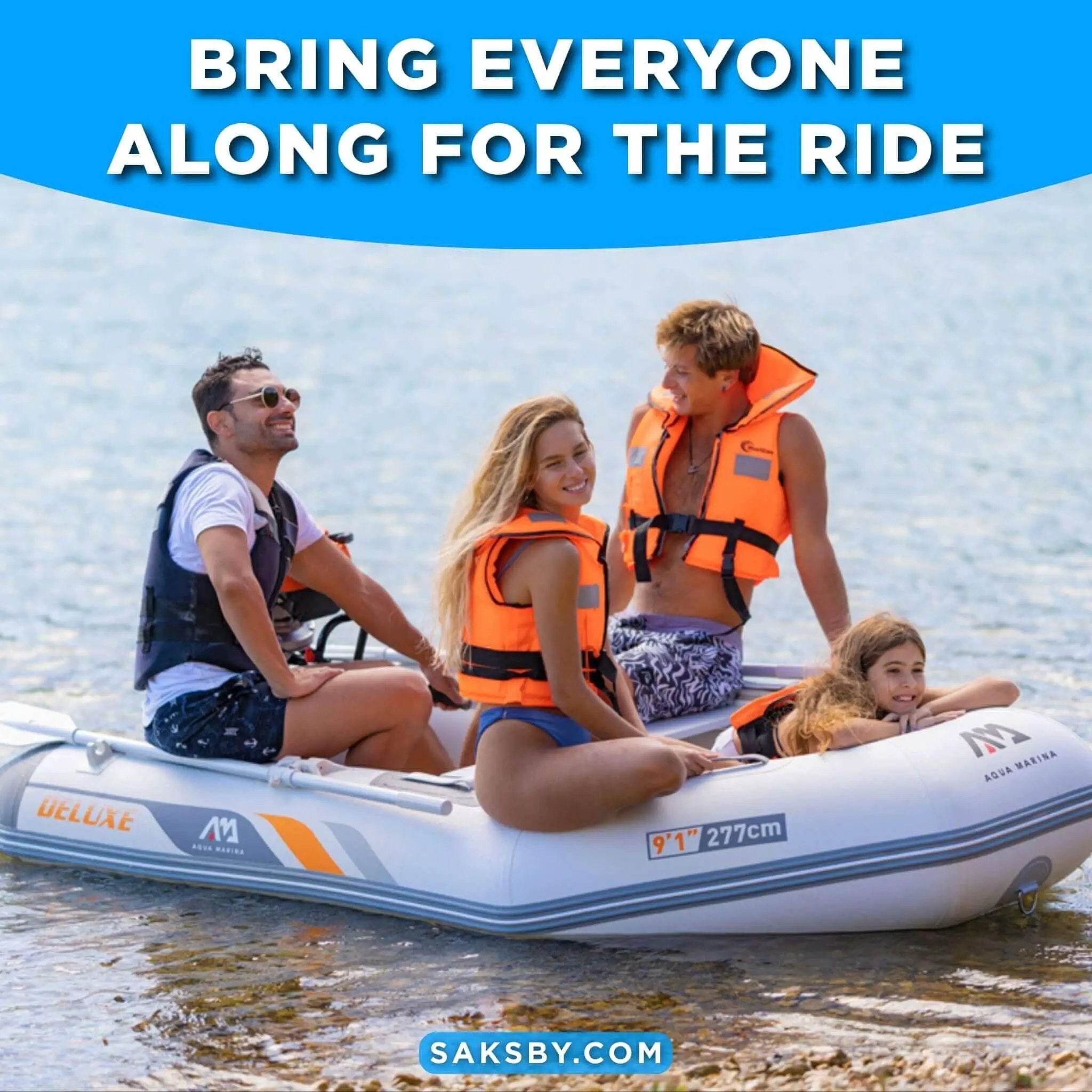 Aqua Marina A-Deluxe 8FT 4-Person Inflatable Speed Boat With Comfortable Rowing Seat And Adjustable Center Feet [BT-88850AL] (SAK20456) by SAKSBY WHOLESALE